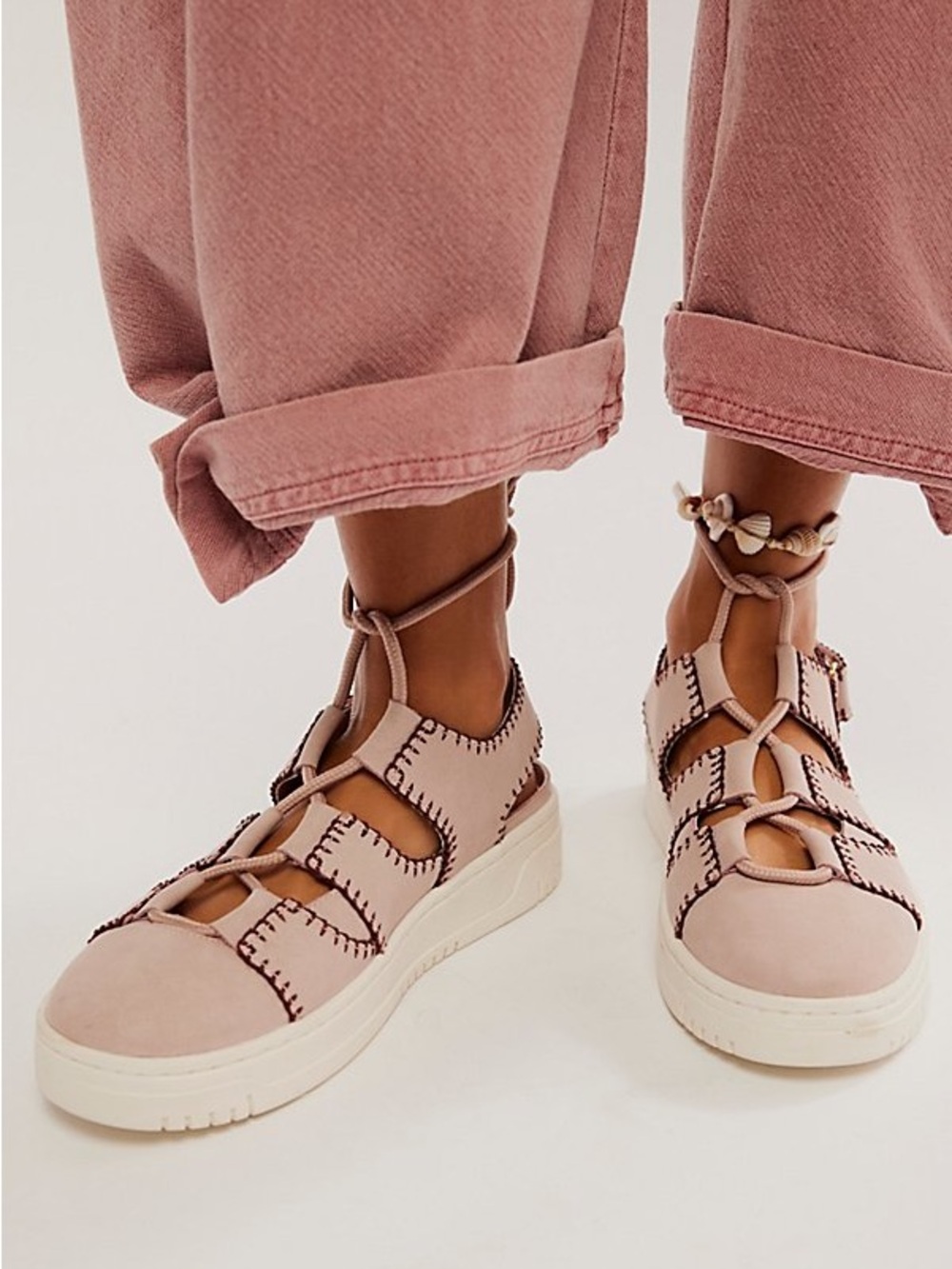 Free People Thirty Love Cutaway Sandal Sneakers in Blush Pink